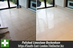 Polished Limestone Tile Renovation in Beckenham