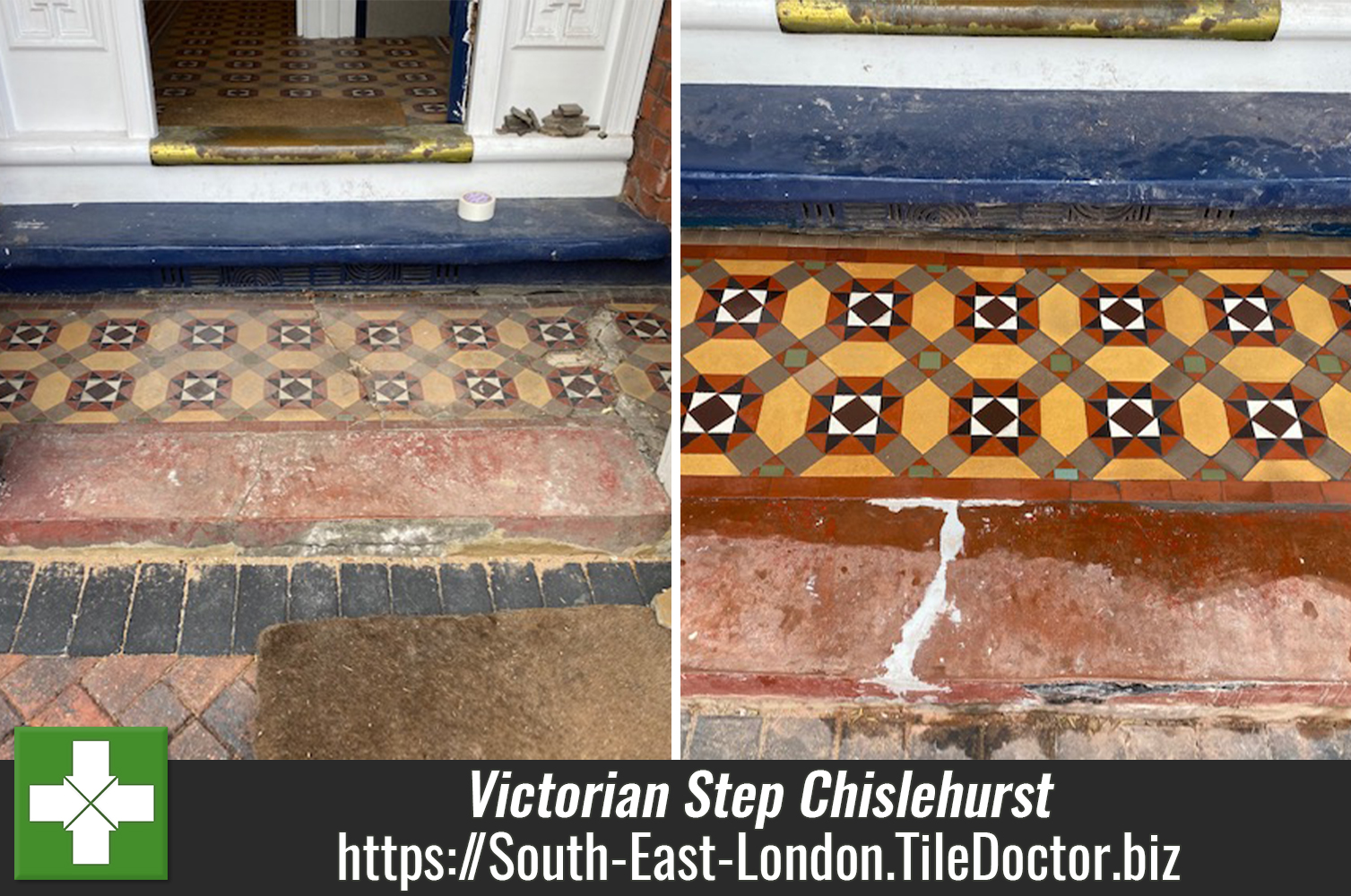 Damaged Victorian Step Before and After Restoration Chislehurst