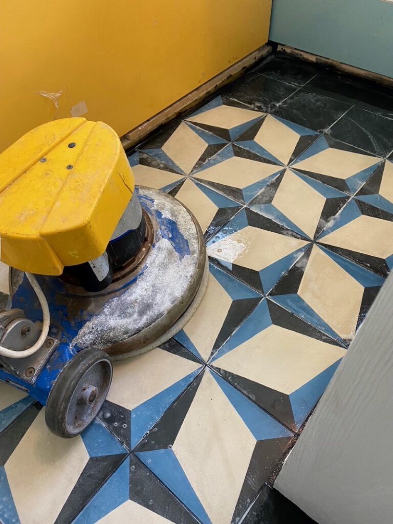 Encaustic Tiled Floor During Cleaning Blackheath SE3